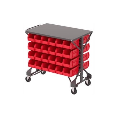 Akro-Mils Akro-Mills Shelf-Top Bin Cart - 38-1/2 x24x36-1/2" - (48) 5-1/2 x10-7/8 x5" Bins - Red B2065797